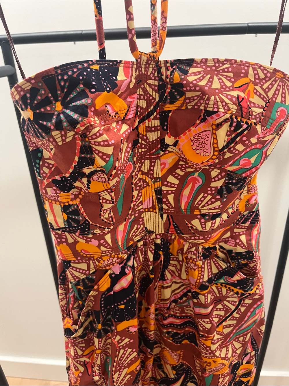A.L.C. Multicolor Printed Maxi Dress - Rust, Mustard, Teal, Black